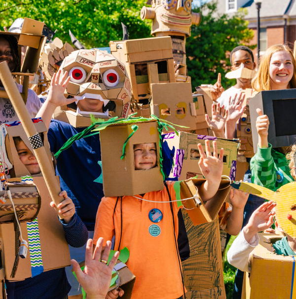 Cardboard Robot Parade at UNCG